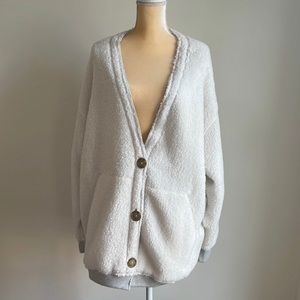 NWT HTF teddy Ivory and Gray reversible Free People We The Free cardigan
